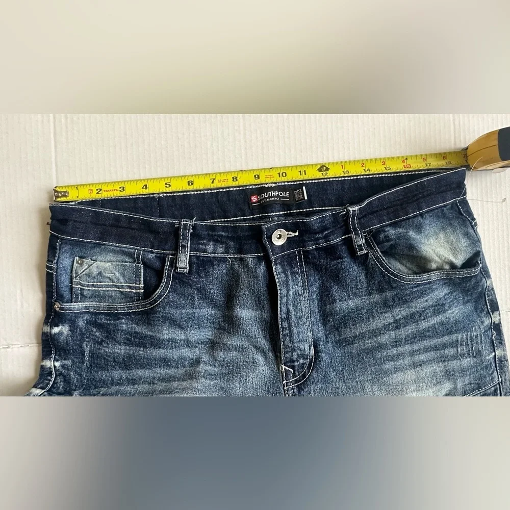 Men’s South‎ Pole JeanSize 36X32 Dark Blue Skinny Active Flex Distressed